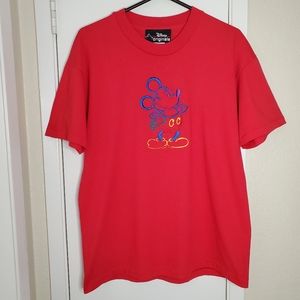 Disney Mickey Mouse Vintage Embroidered Red TShirt Size Large